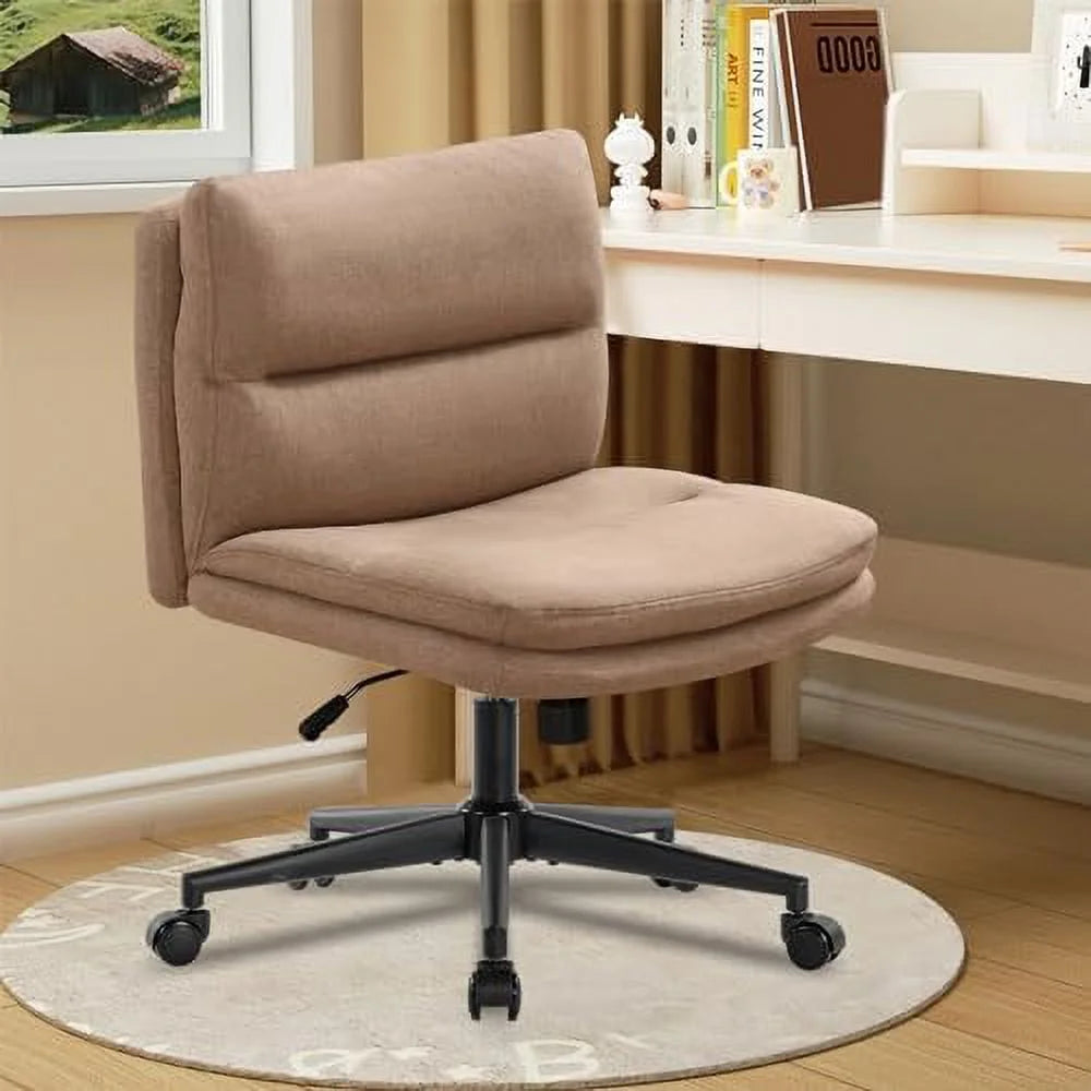 Armless Fabric Padded Office Chair with Wheels J8209