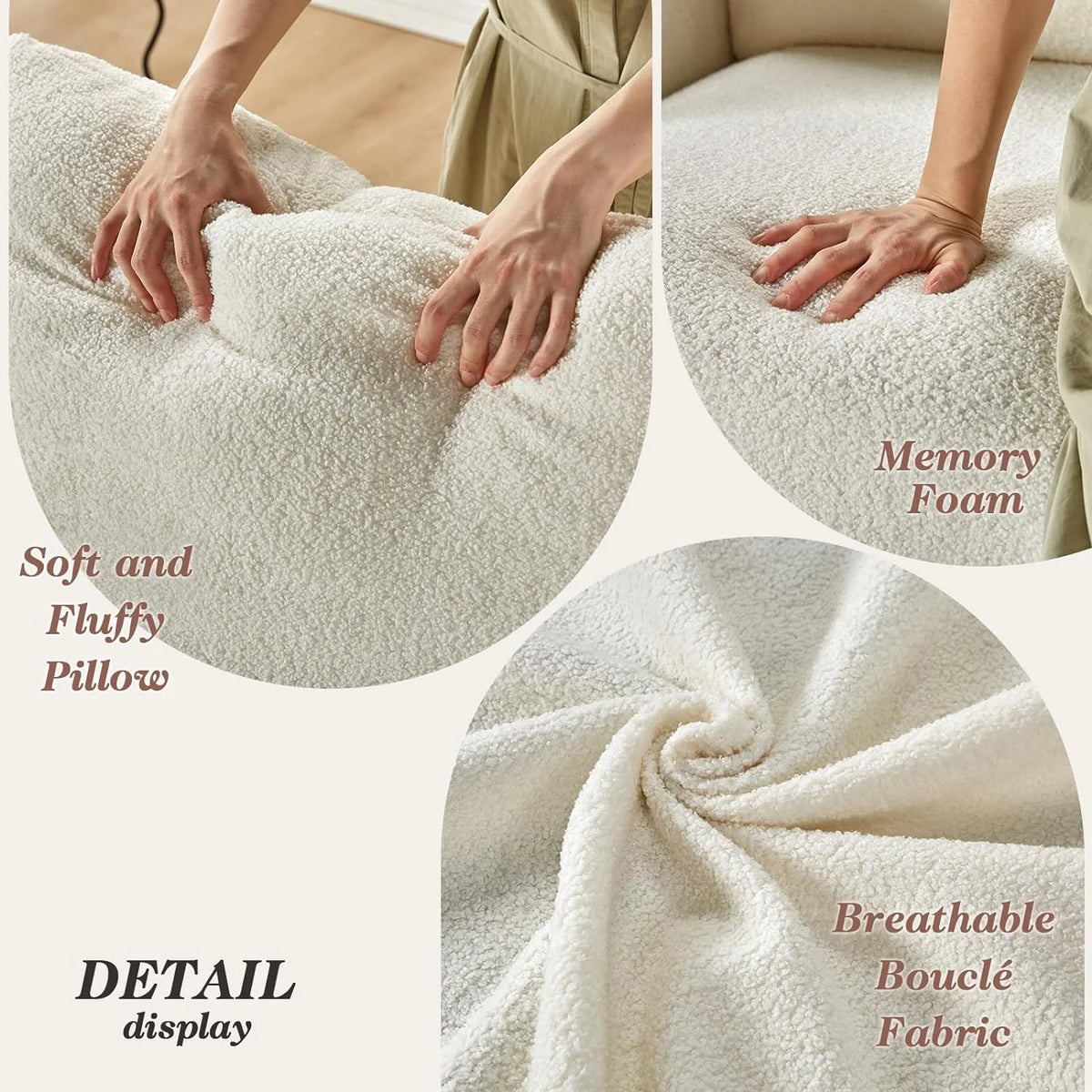 Beige Chenille 3 Seater Sofa N851435
