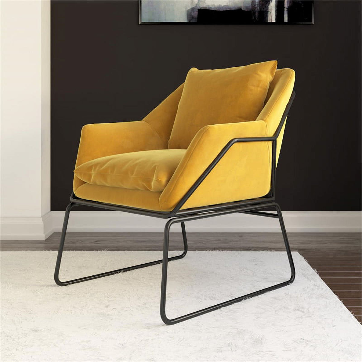 Mustard Yellow Velvet Accent Chair E50423