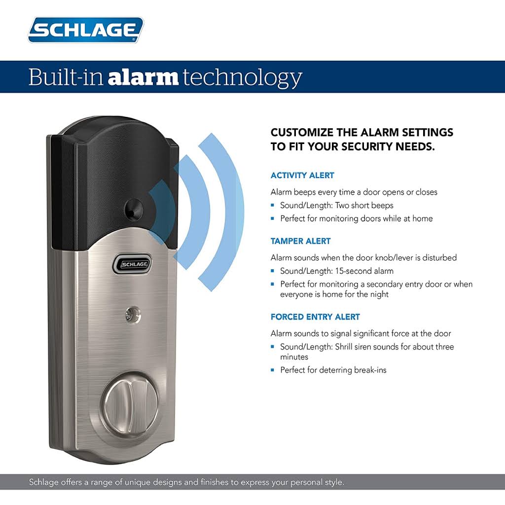 Satin Nickel Touchscreen Deadbolt with Alarm O4489