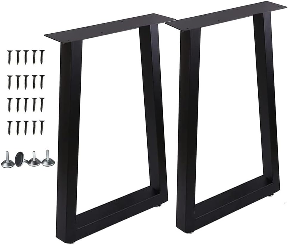 2 Pcs Black Metal Table Legs X789388
