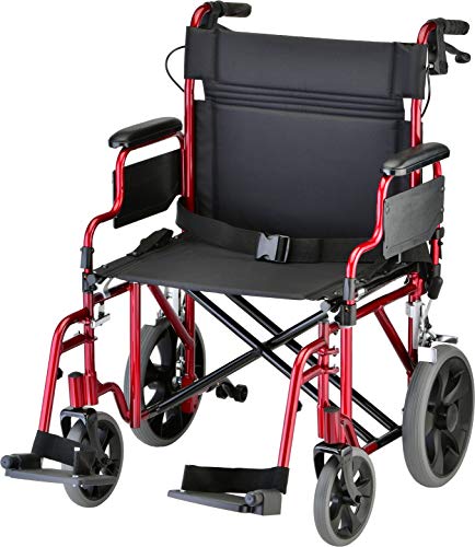 Red Heavy Duty Bariatric Transport Chair with 22” Extra-Wide Seat N12382