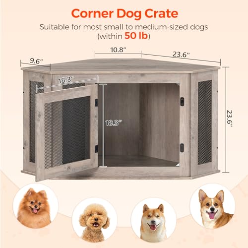 Greige and Black Wooden Dog Crate Furniture P559