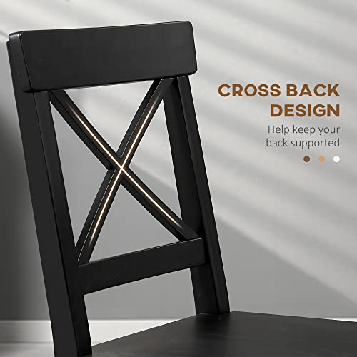 Black Wooden Cross Back Dining Chairs Set of 2 T5233