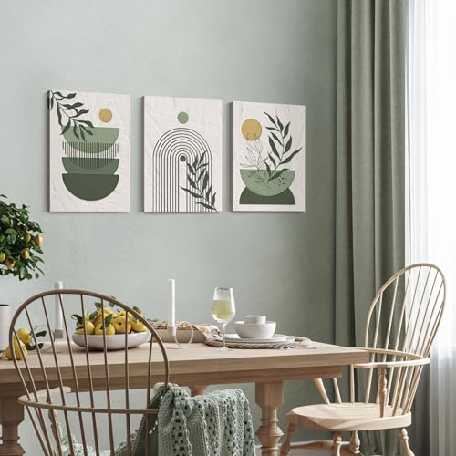 3 Pieces Framed Canvas Abstract Geometric Wall Art Set, 12x16 Inch O91330