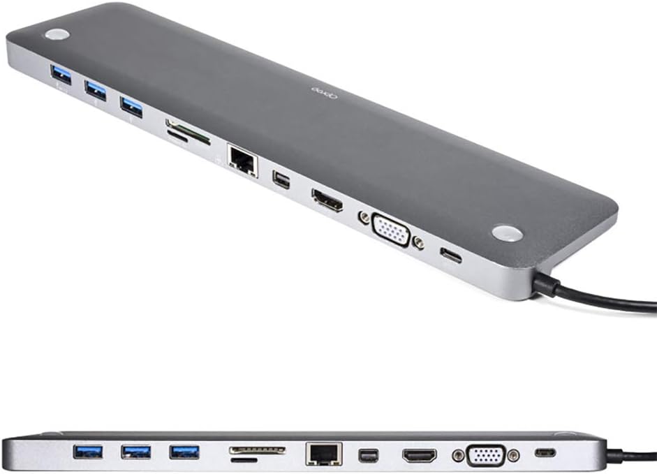 11-in-1 USB C Hub Adapter with HDMI, VGA, SD Card Reader, USB 3.0, Ethernet, Gray F890403