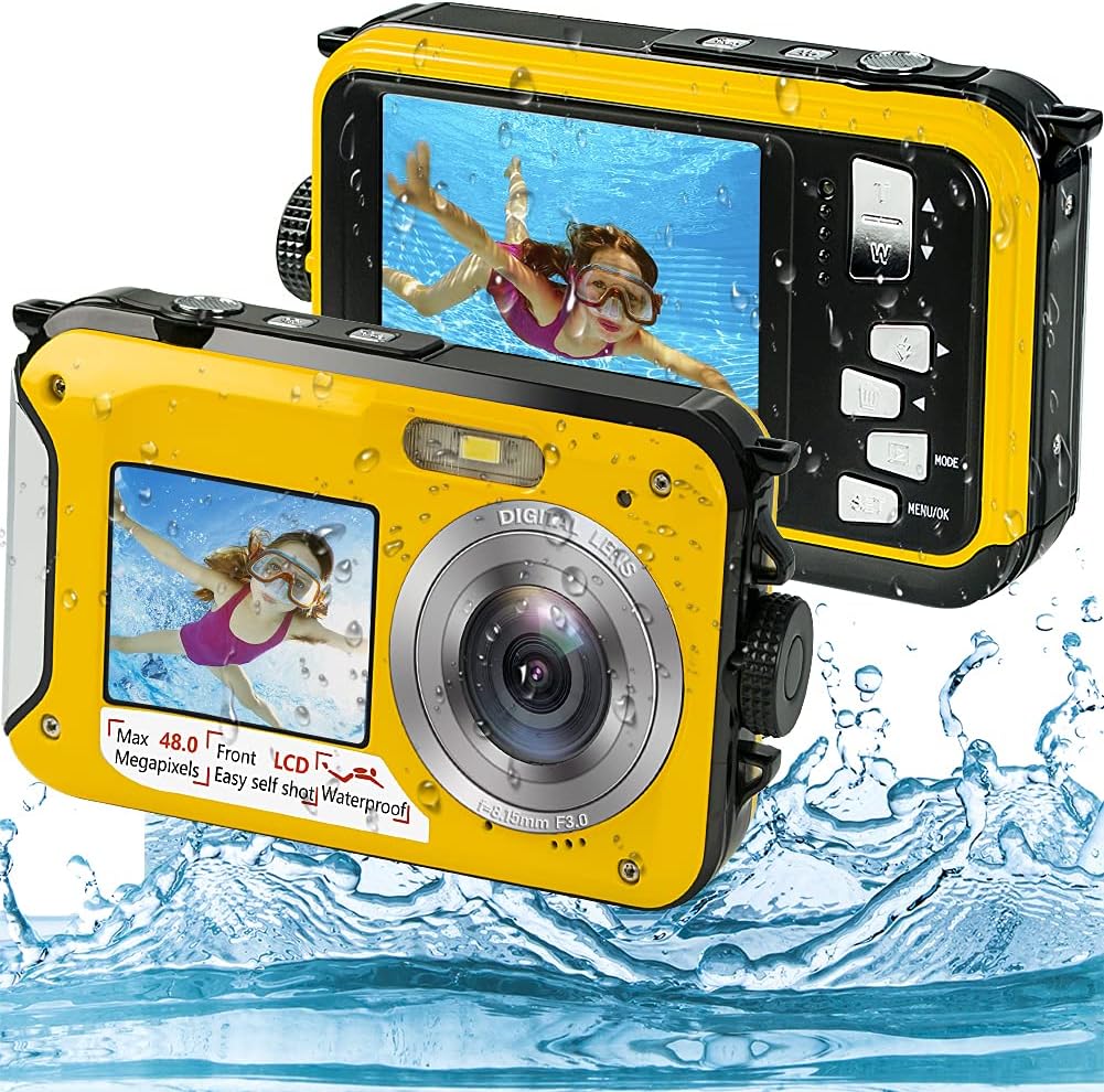 Waterproof Camera Full HD 2.7K 48MP Digital with Dual Screen E148109