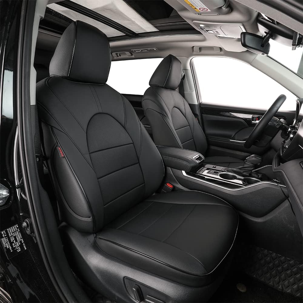 Custom Fit Full Set Car Seat Covers Three Rows Black Leatherette R117590