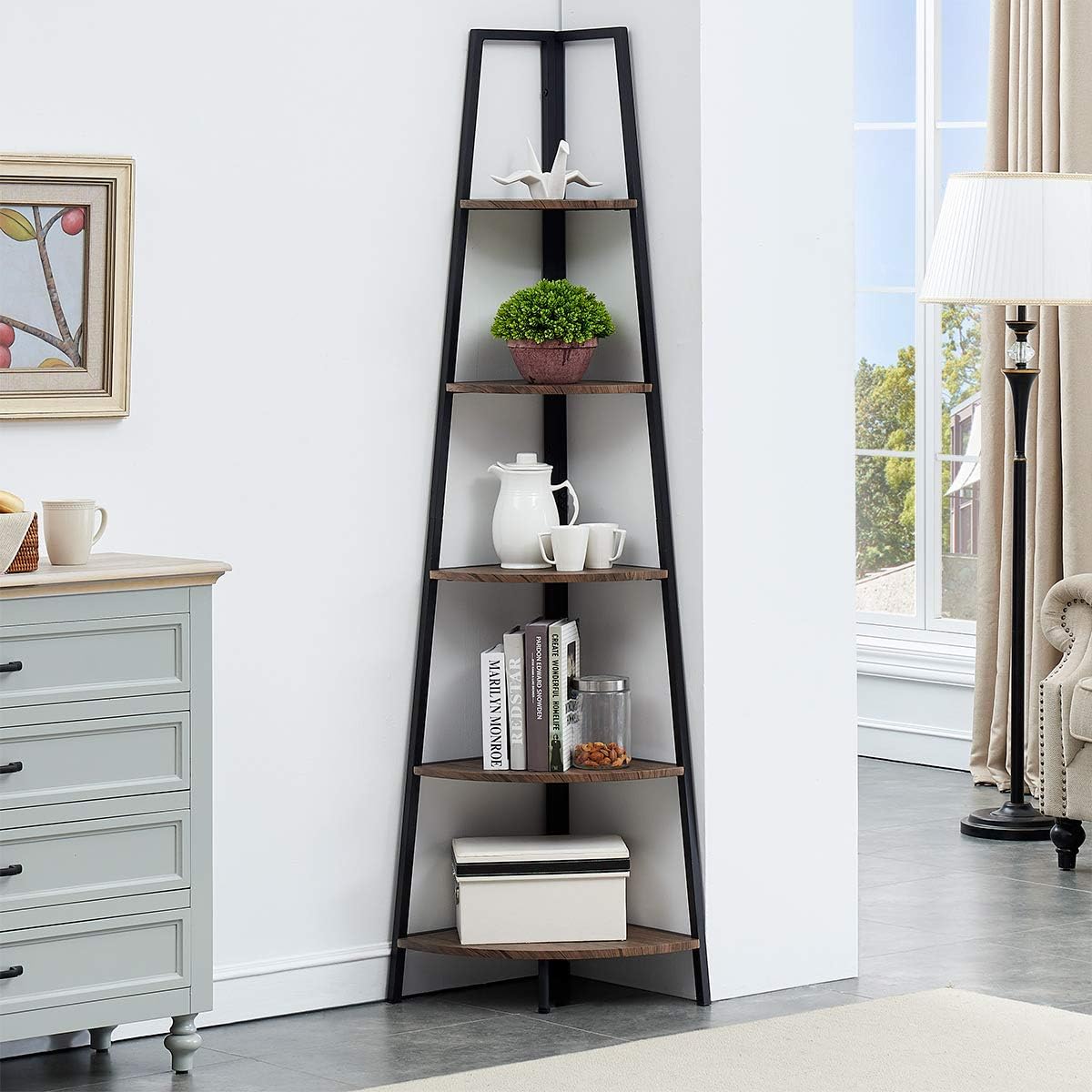5-Shelf Corner Etagere Bookcase P457411