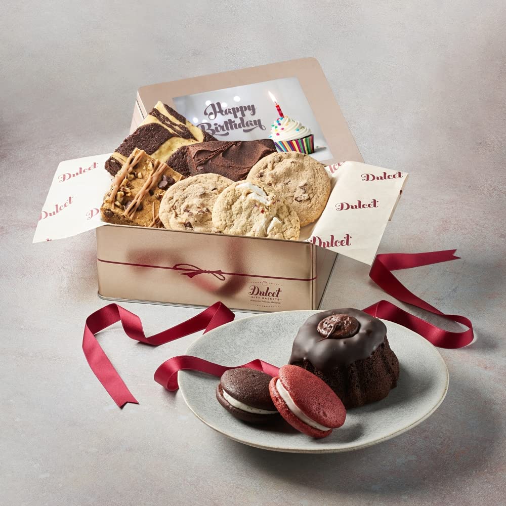 Happy Birthday Sampler Tin with Brownies, Cookies, Whoopie Pie P12337