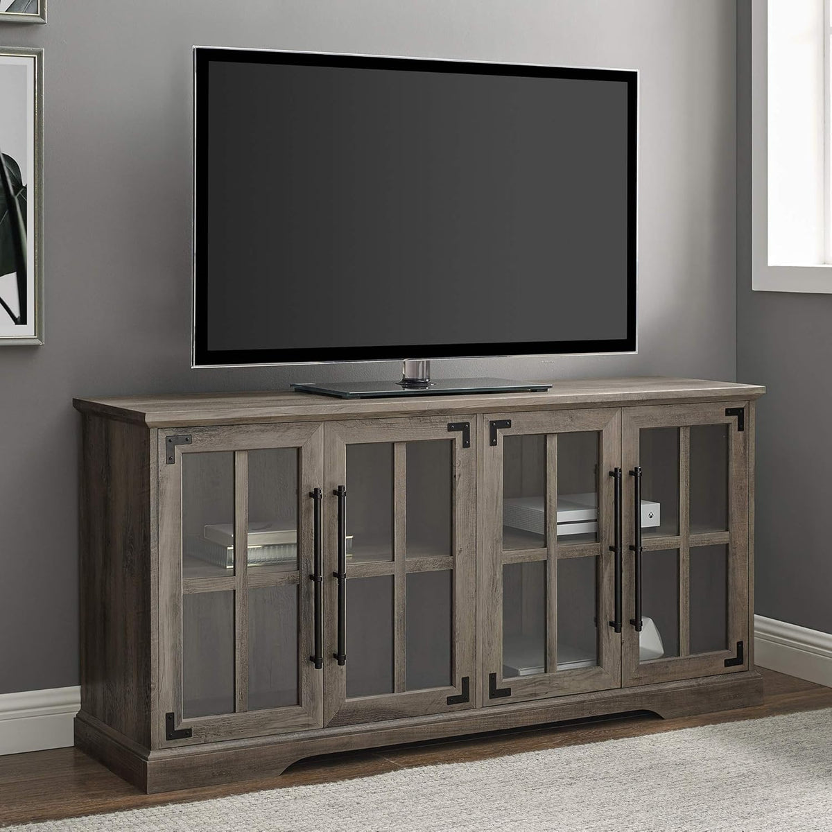 White 48 Inch Wood Buffet Sideboard Storage Cabinet H14458