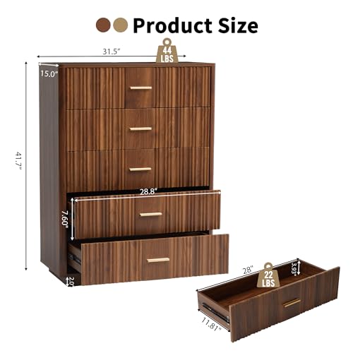 Walnut 5 Drawers Wooden Dresser Z969785