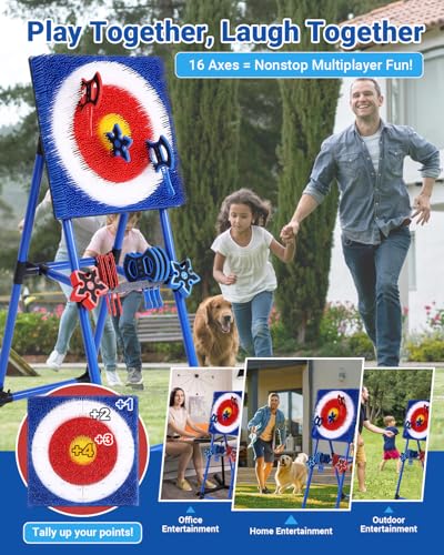8 Throwing Axes Set with Foldable Plastic Target J544967