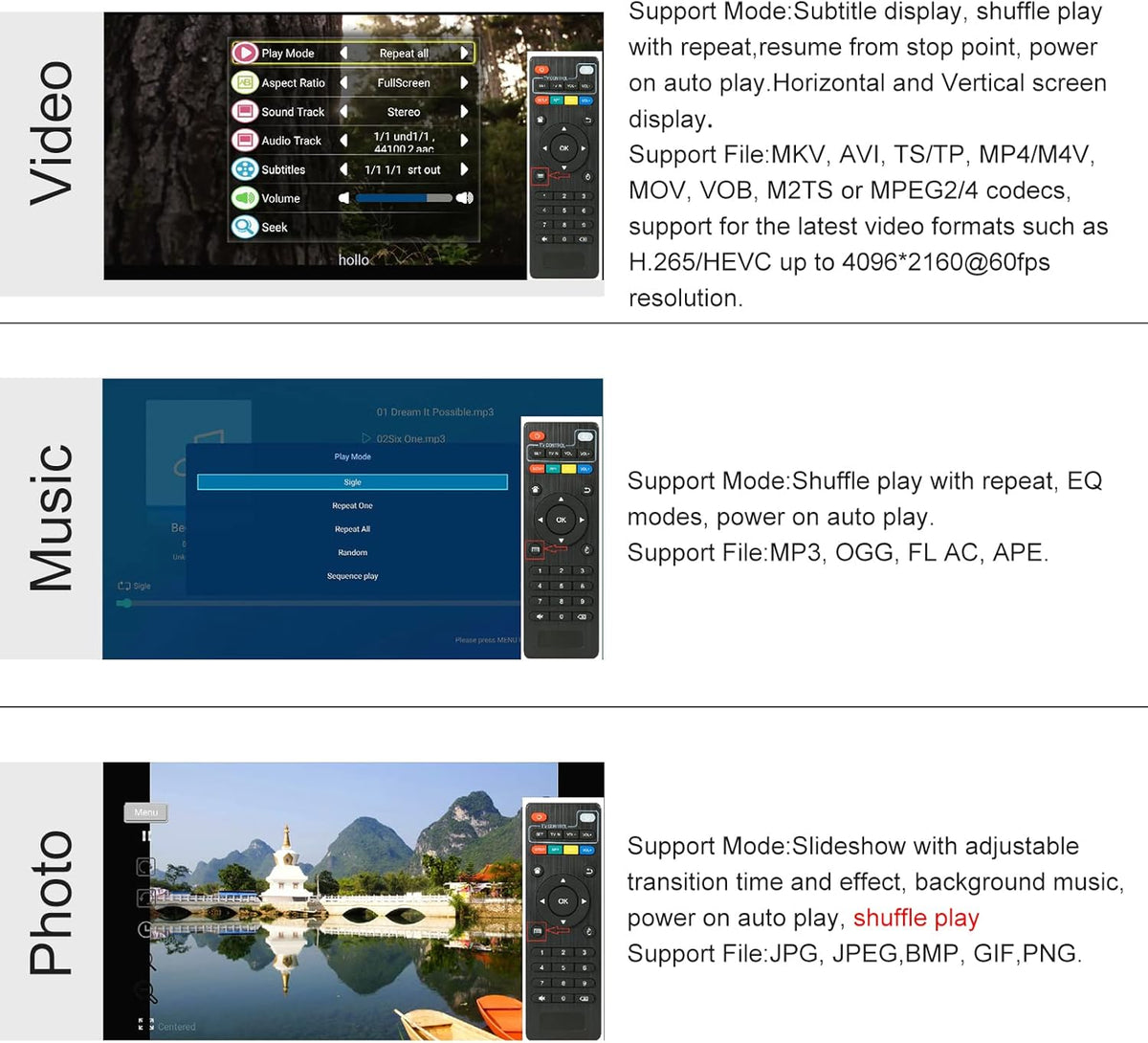 4K 60hz MP4 Media Player with HDMI AV Out V3535