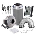8 inch 750 CFM Inline Fan Carbon Filter 25 Feet Ducting Combo with Humidity Monitor, Grey S645796