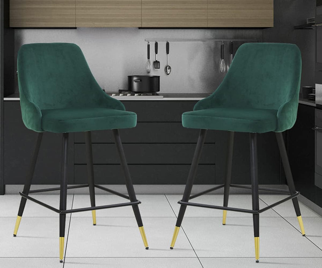 Blue Velvet Counter Height Bar Stools Set of 2 B191279