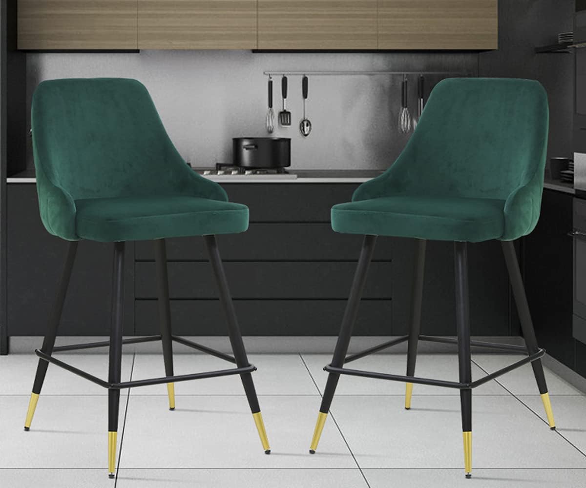 Blue Velvet Counter Height Bar Stools Set of 2 B191279