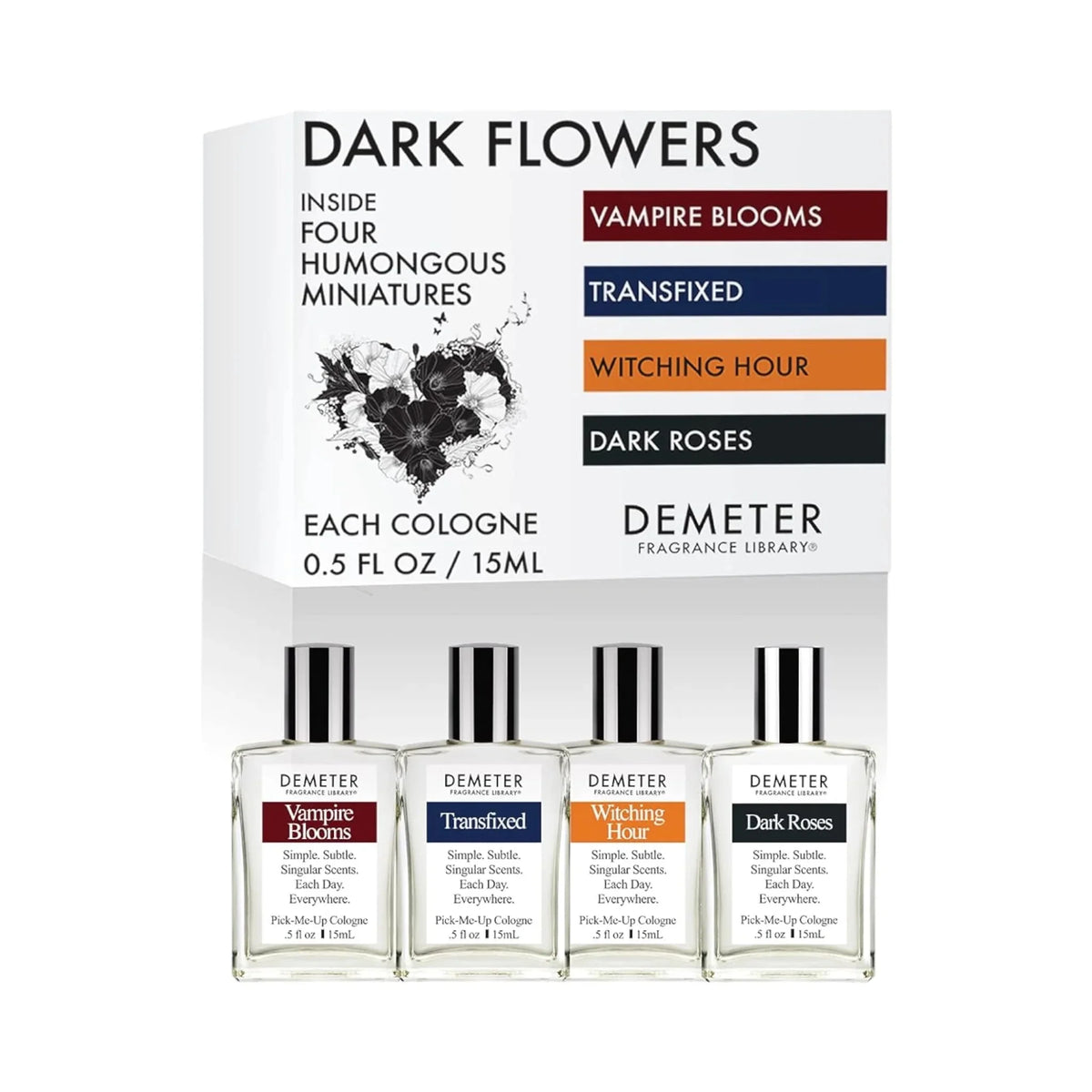 Dark Flowers Miniature Set of 4 Perfume Sampler Set W17828