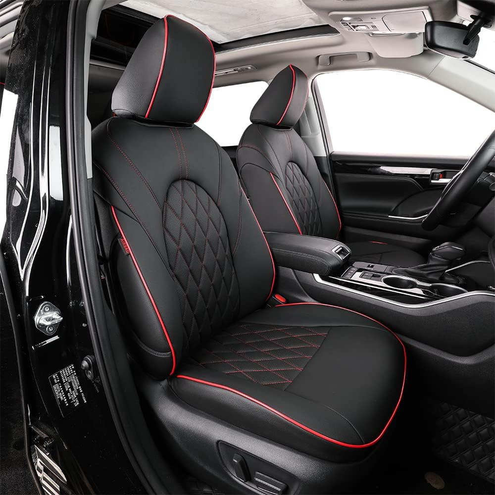 Custom Fit Full Set Car Seat Covers Three Rows Black Leatherette R117590