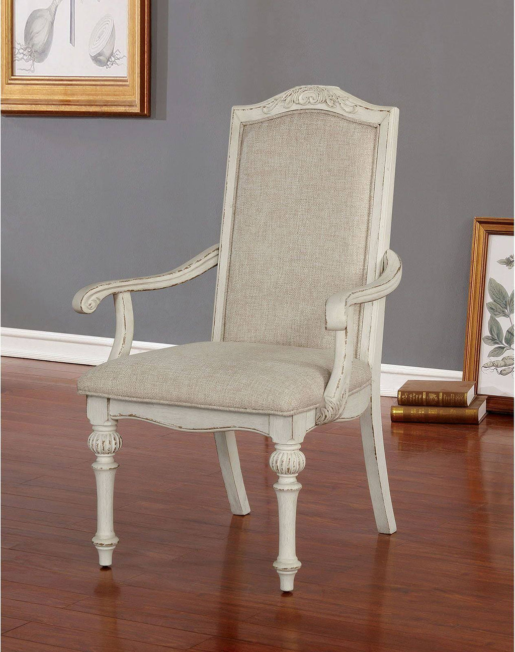 Antique White Arm Chair Set of 2 M525668