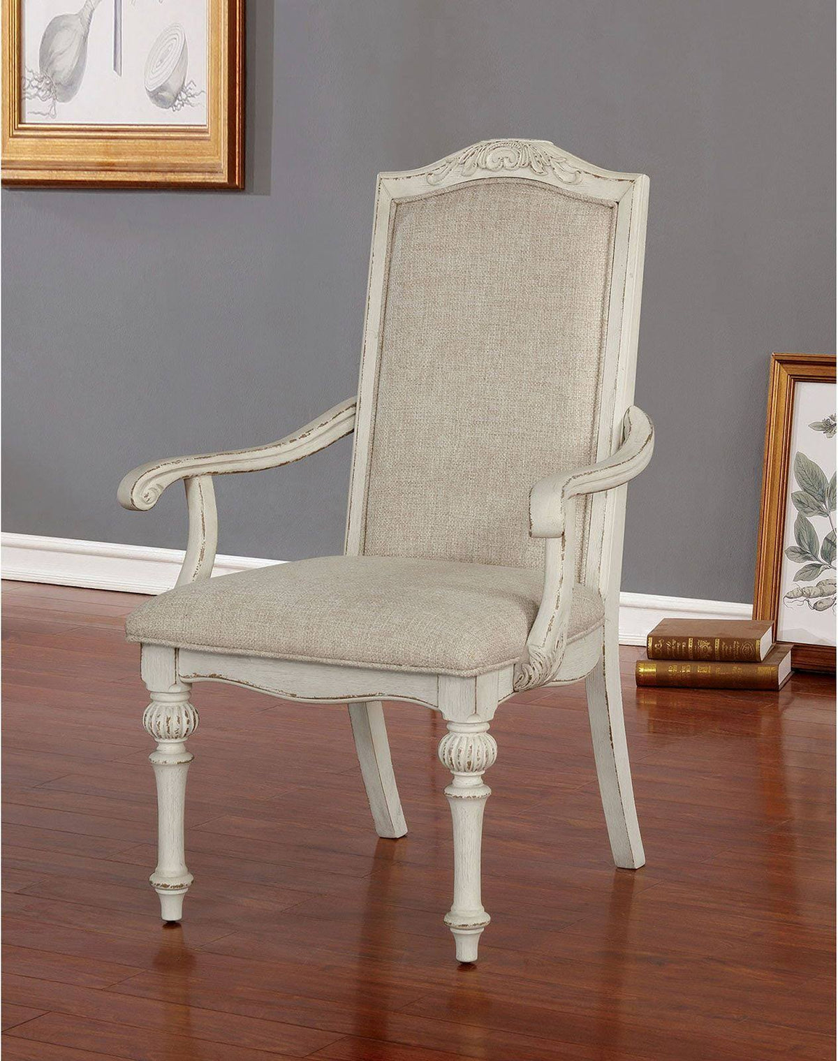 Antique White Arm Chair Set of 2 M525668