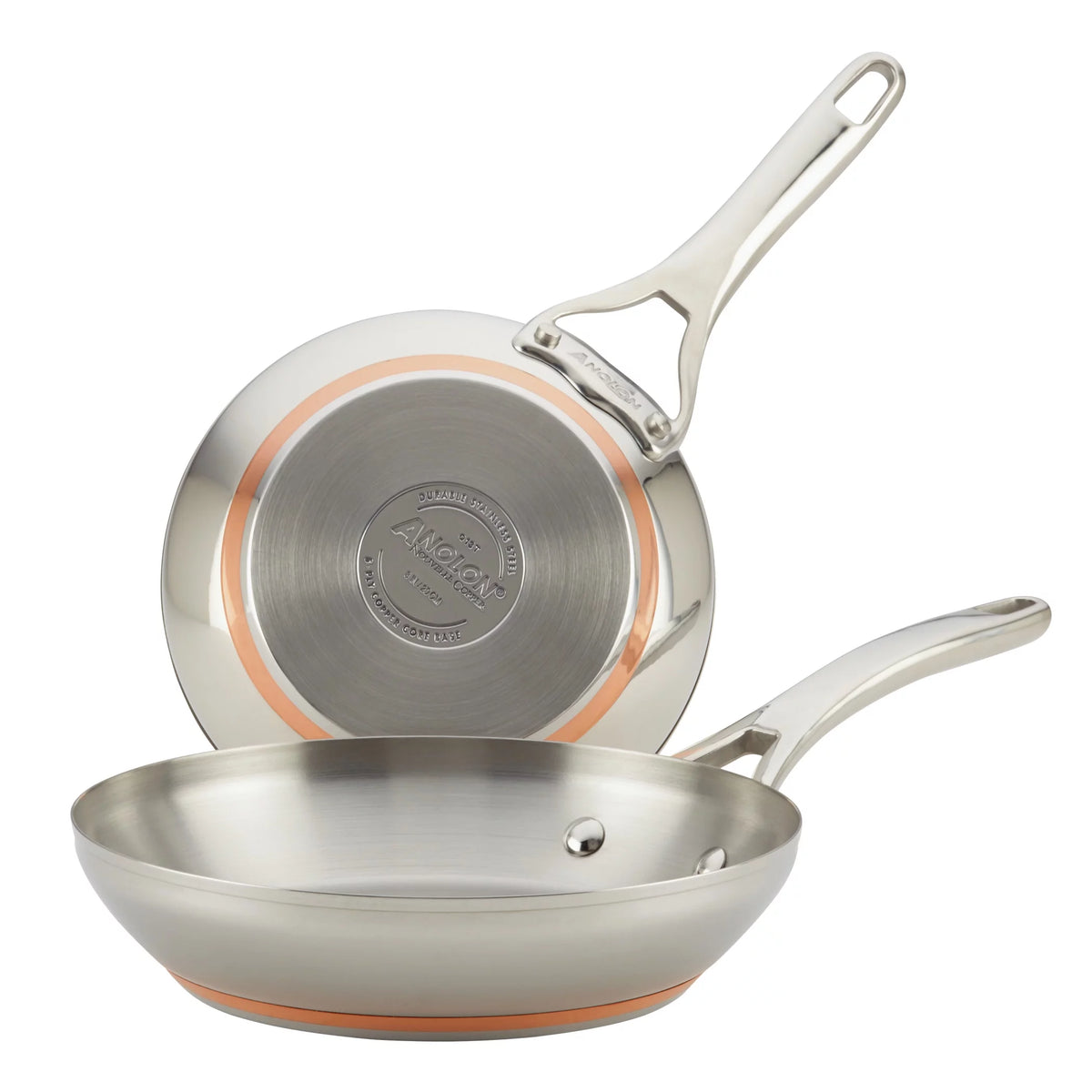 8" and 9.5" Stainless Steel Frying Pan Set Y3768