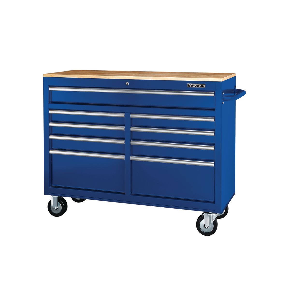 Blue 9-Drawer Mobile Storage Cabinet with Solid Wood Top G669