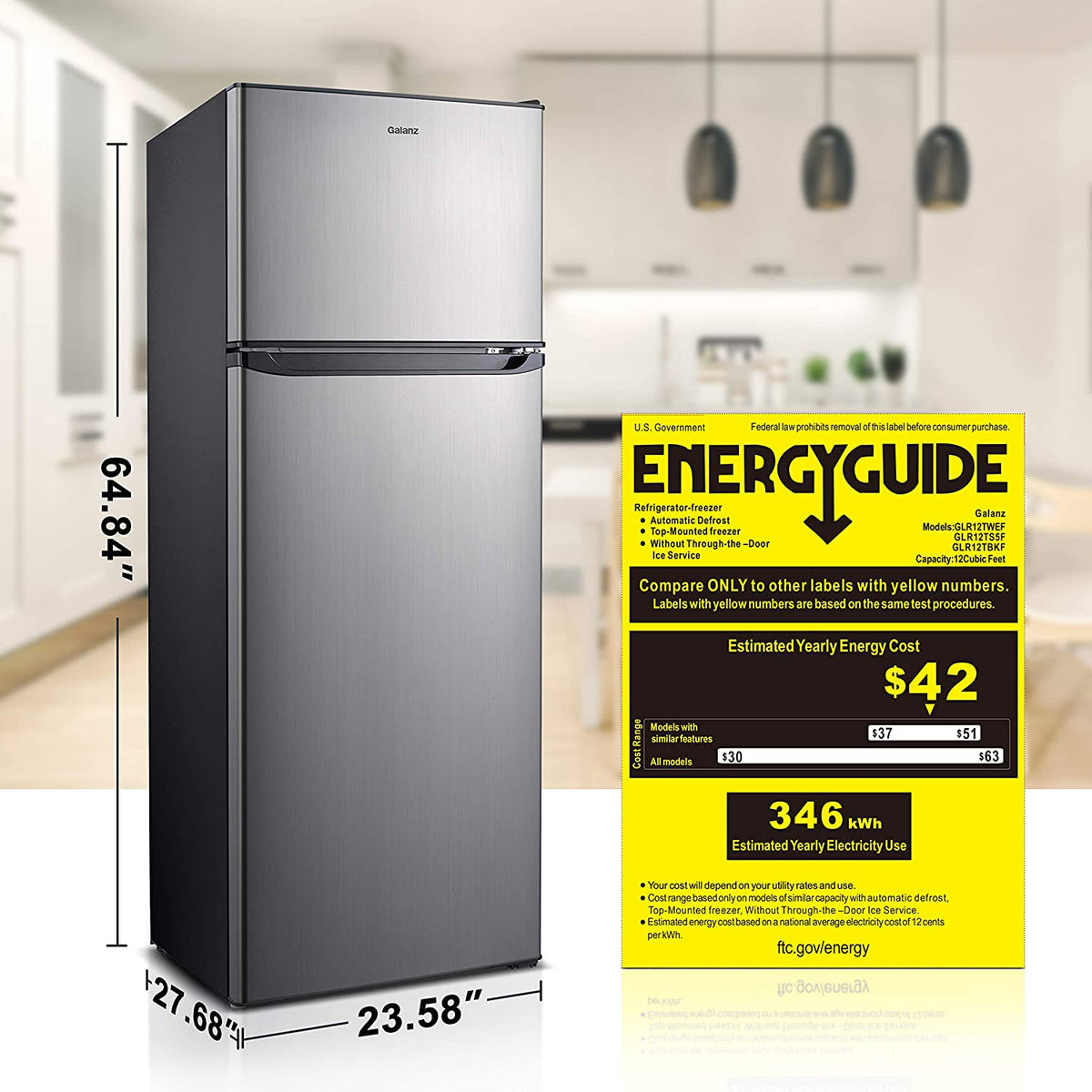 12 Cu Ft Top Freezer Refrigerator, Frost Free, Stainless Look G6811