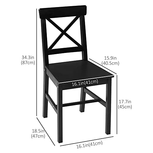 Black Wooden Cross Back Dining Chairs Set of 2 T5233