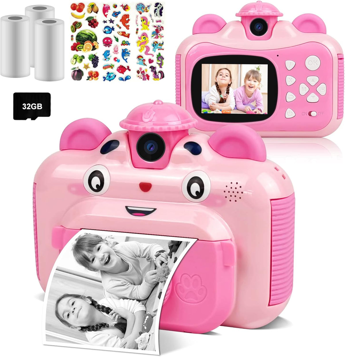 Instant Print Camera for Kids, 2.4 Inch Screen Zero Ink Selfie Video Camera T63692