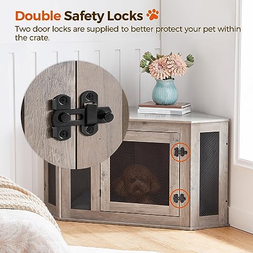 Greige and Black Wooden Dog Crate Furniture P559