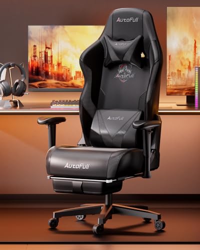PU Leather Gaming Chair with Footrest and Lumbar Support Pillow M777452
