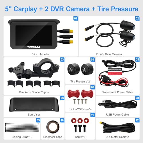 5" Motorcycle Dash Cam with GPS Navigation and 128GB TF Card W682