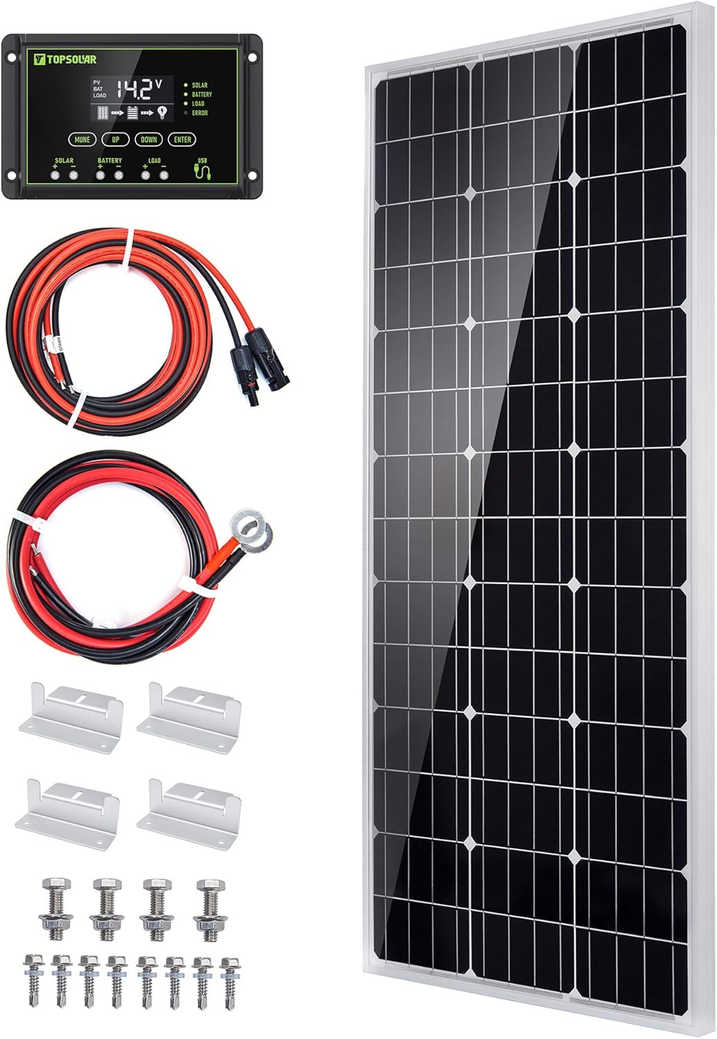 100 Watt 12 Volt Monocrystalline Solar Panel Kit C96005
