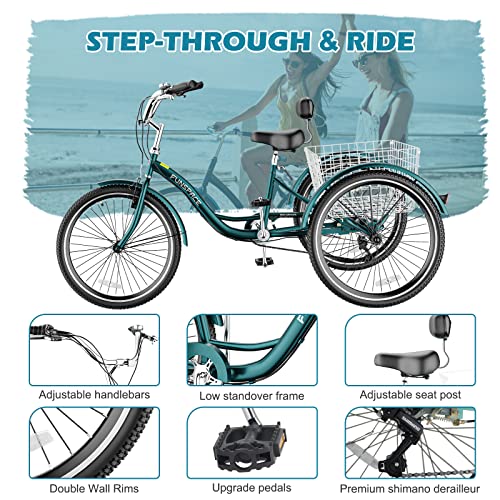 7 Speed 20/24/26 inch Three Wheel Adult Tricycle Y756419
