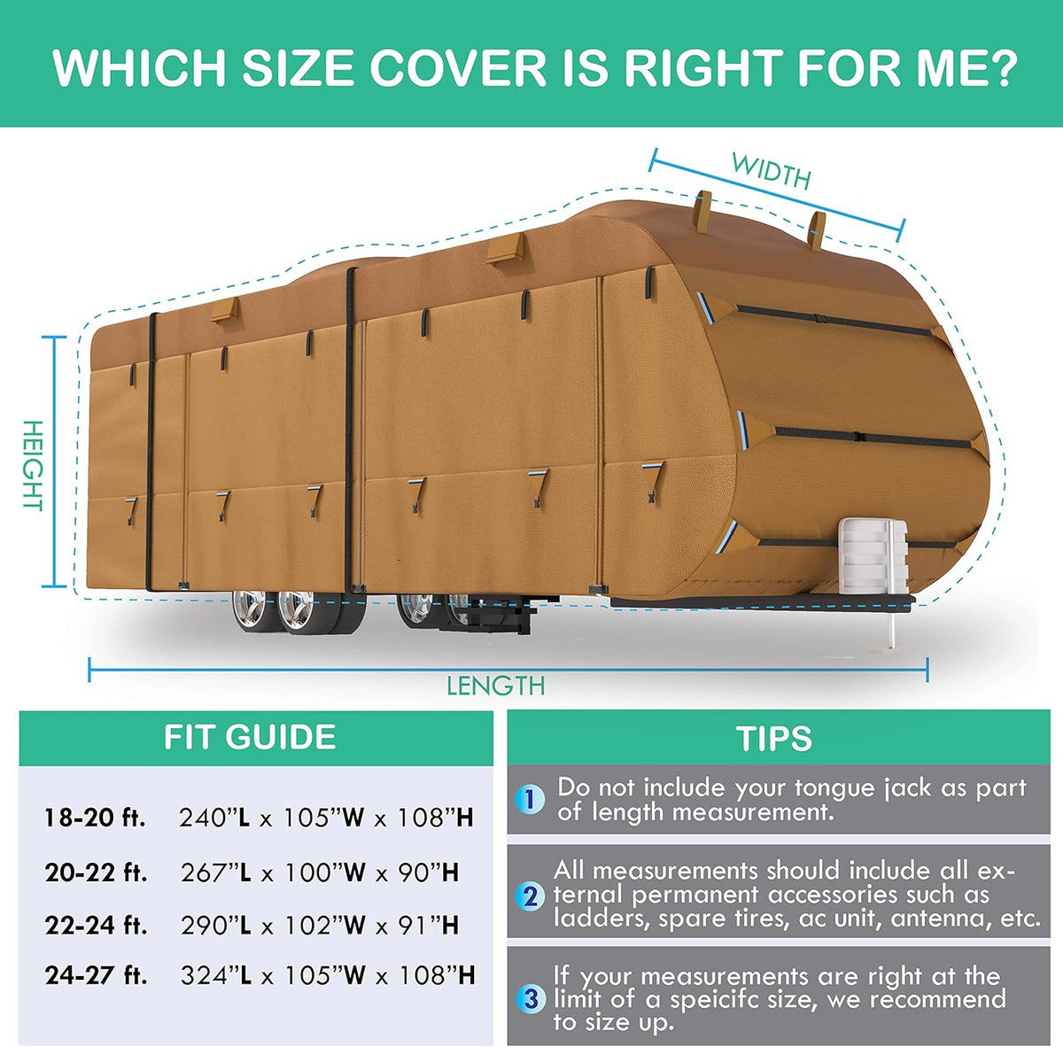 22'-24' RV Trailer Covers with Storage Bag Y541402