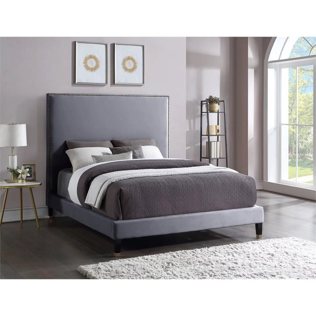 Gray Velvet Full Bed M65289