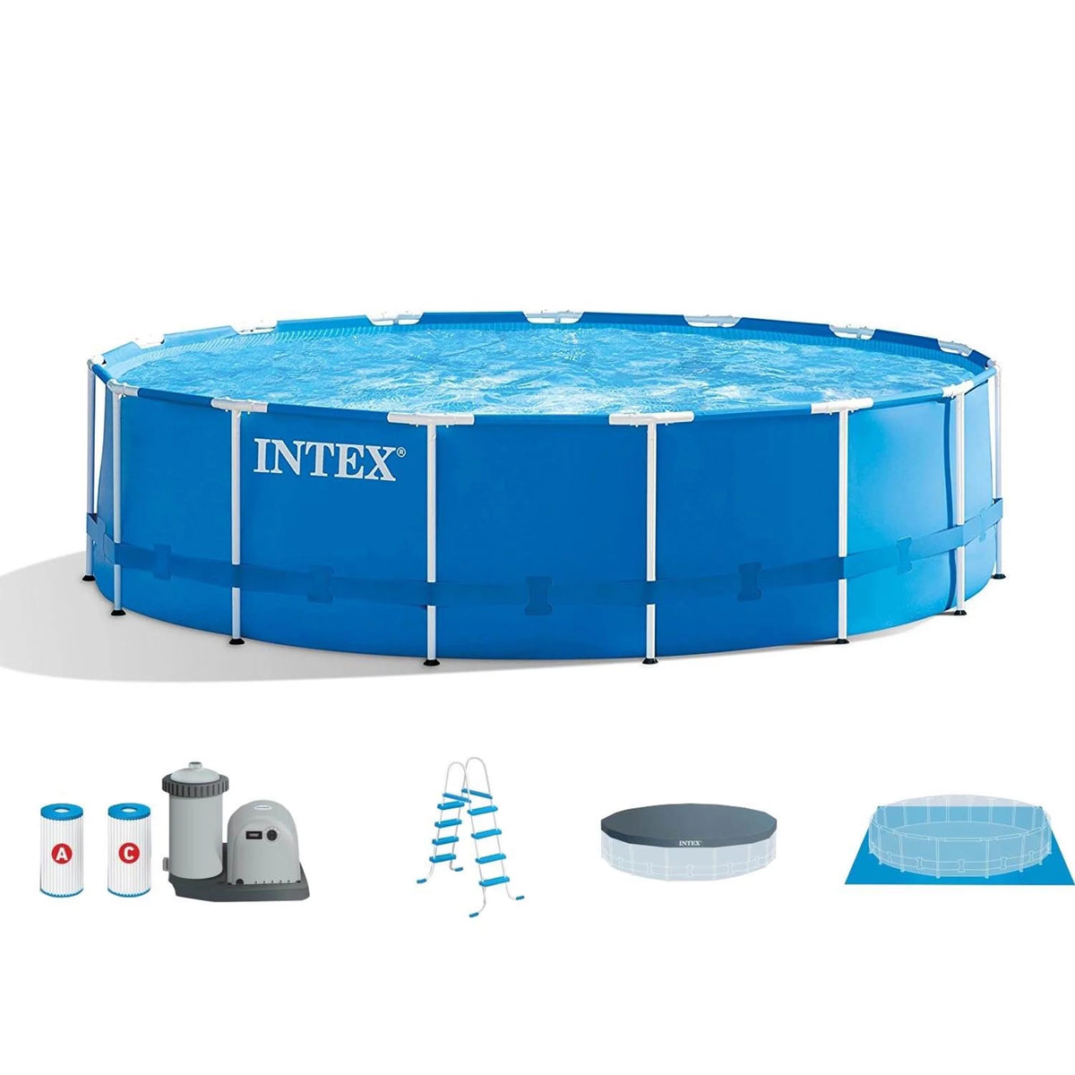 18ft x 48in Metal Frame Swimming Pool Set with Pump & Filter U332