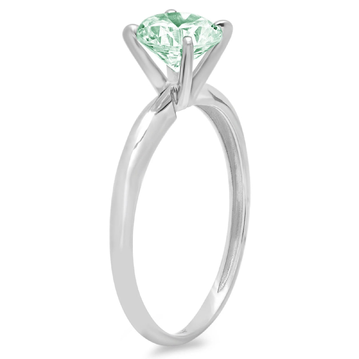 0.5 ct Brilliant Round Cut Simulated Green Diamond 14k White Gold Solitaire Ring SZ 10.25 V662