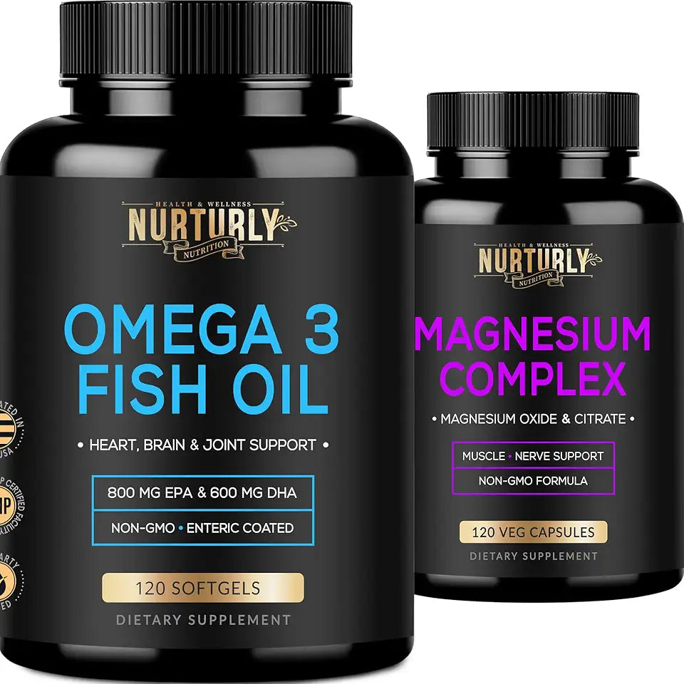 Magnesium Complex and Omega 3 Fish Oil - Magnesium Citrate 500MG - Fish Oil 2000mg C805