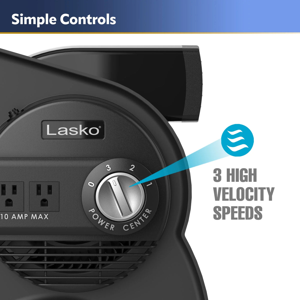 12 Pivoting High Velocity 3-Speed Blower Fan with Outlets, Black T15260