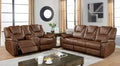 Brown Leatherette Recliner Sofa Set 2pcs E5611