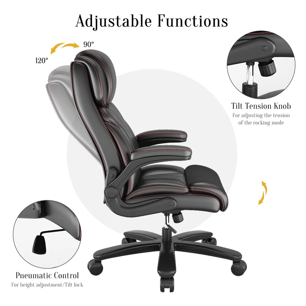 Black PU Leather Ergonomic High Back Swivel Office Chair L2420