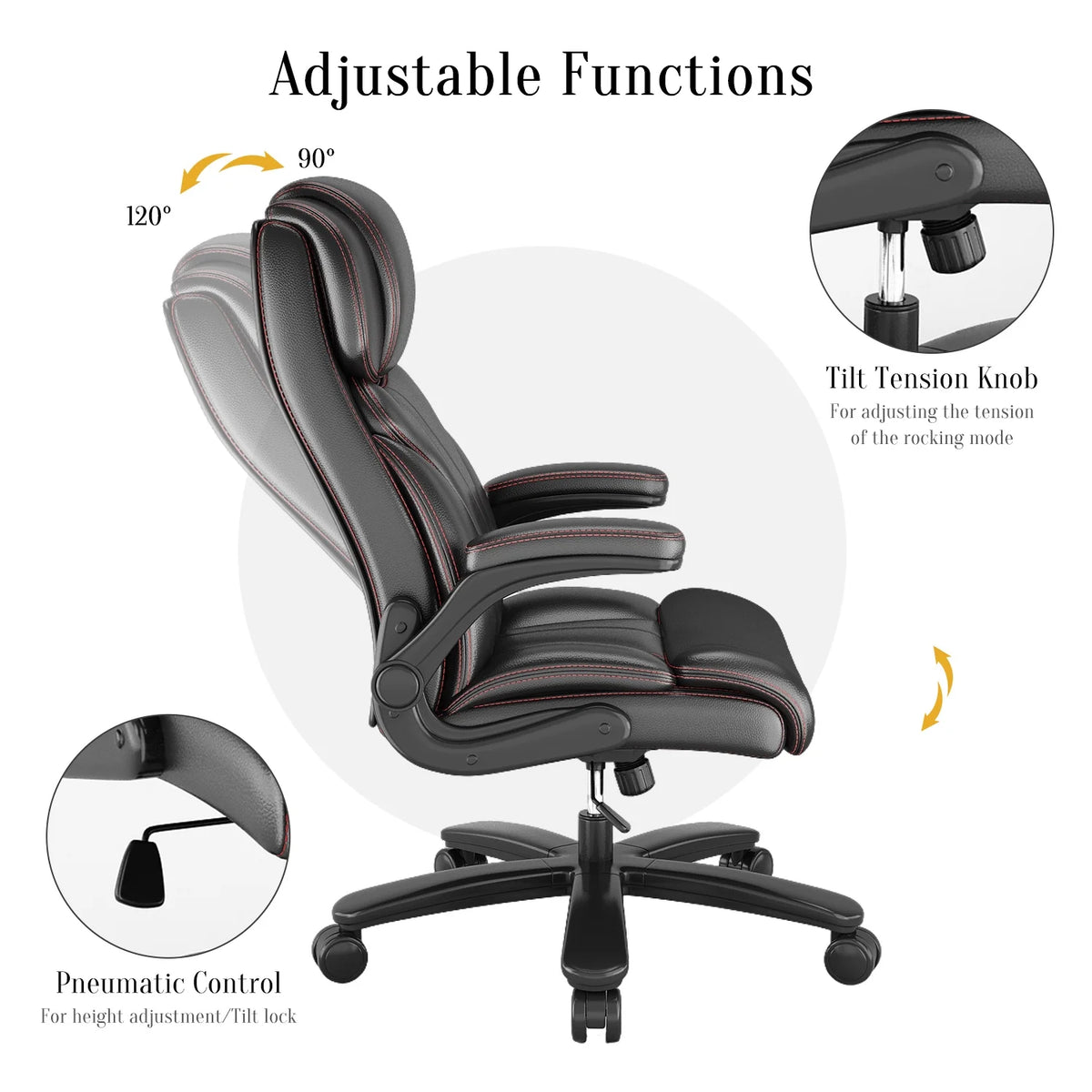 Black PU Leather Ergonomic High Back Swivel Office Chair L2420