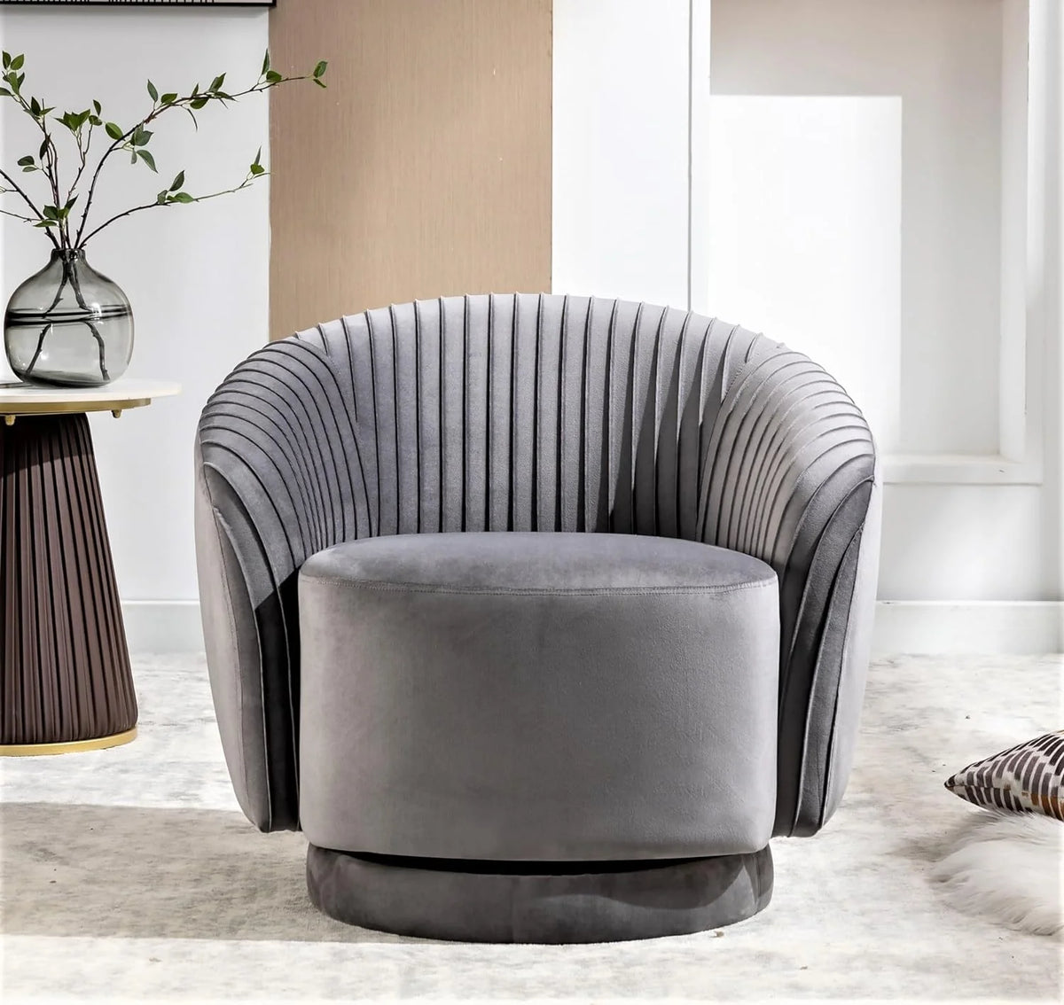 Modern Barrel Swivel Velvet Chair C88040