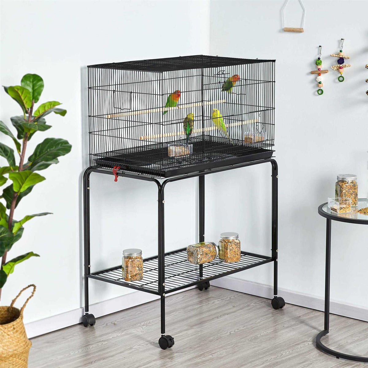 47 Bird Cage with Slide-Out Tray and Rolling Stand R833