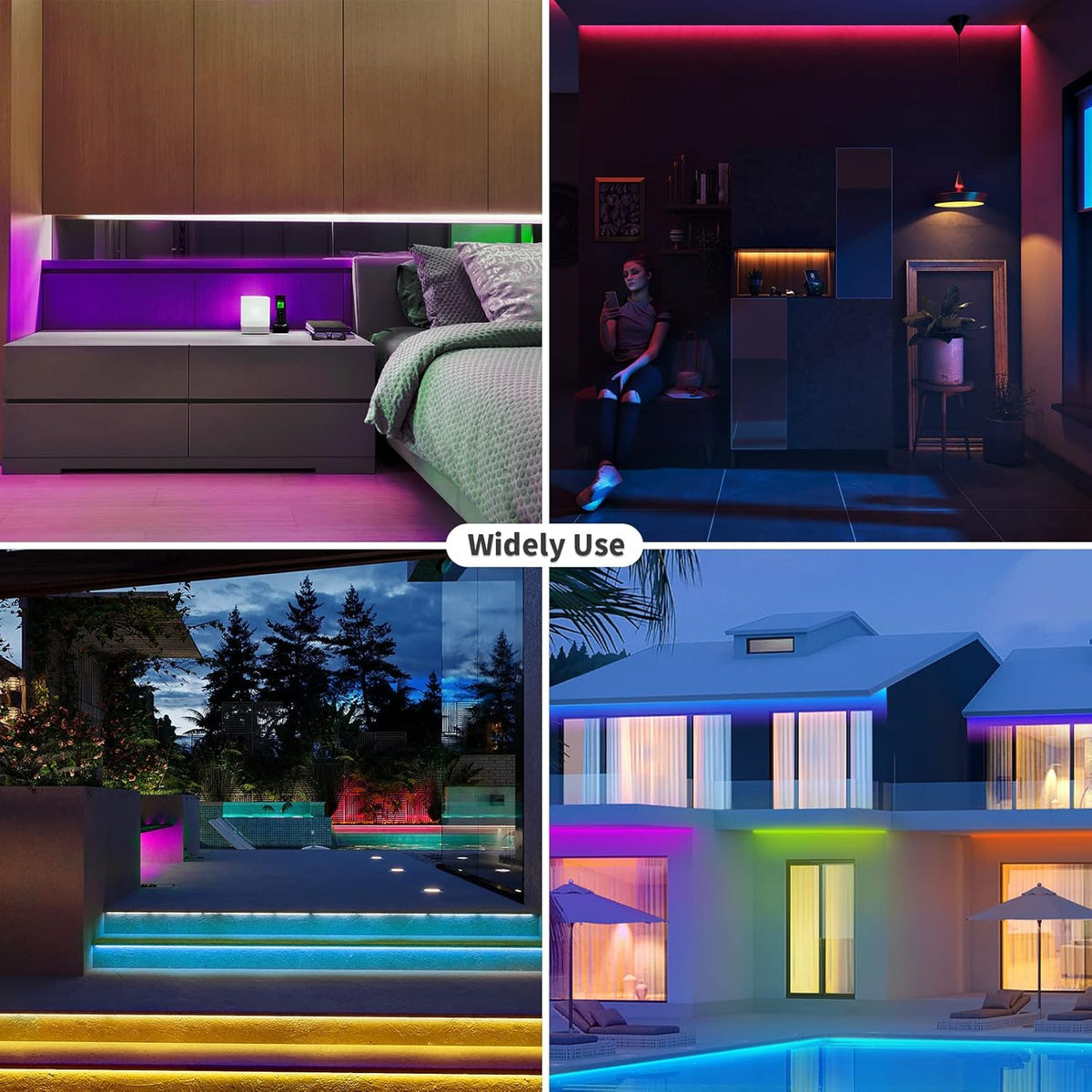 16.4ft RGB LED Strip Lights with Smart App Control, IP67 Waterproof Dimmable Silicone Light Strip Y95469
