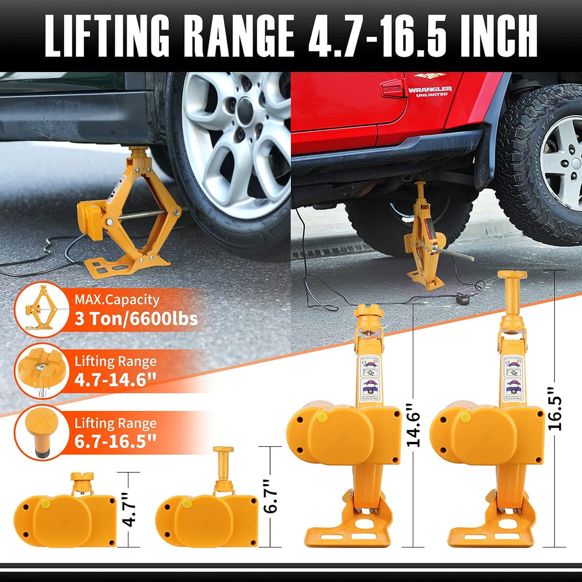 Electric Car Jack 3 Ton 12V with Impact Wrench and Inflator C9466
