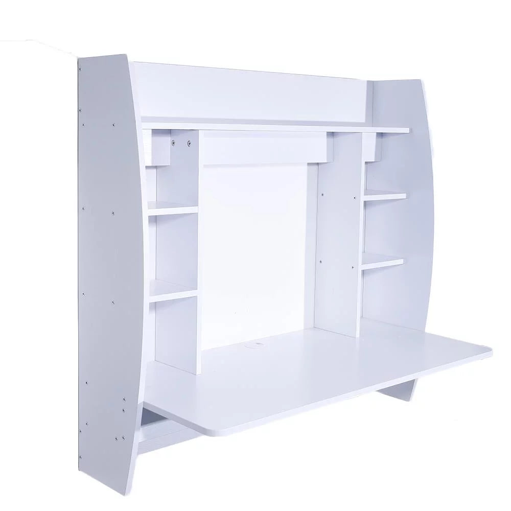 Wall Mount Computer Desk with Storage Shelves A795