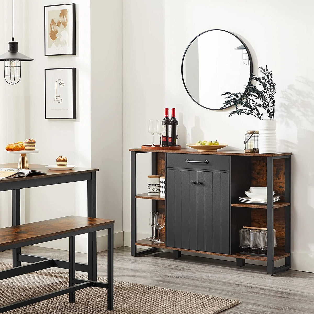 Buffet Cabinet with Drawer Shelves Door A79204